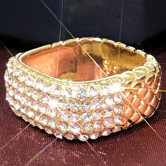 🎁Eternity Gold Plated Cubic Zirconia Fashion Ring for Women/Men, UNVN12372 - Picture 1 of 7